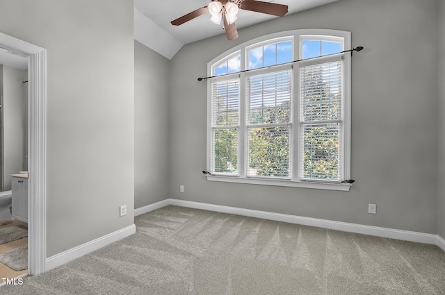 101 Tatum Ct, Holly Springs, NC 27540 - unfurnished room featuring ceiling fan, carpet floors, and lofted ceiling