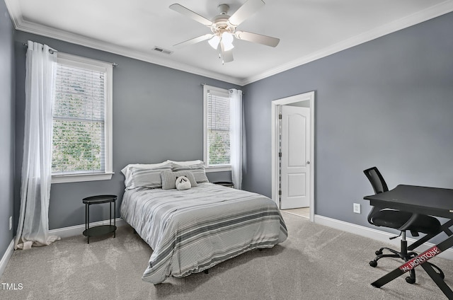 101 Tatum Ct, Holly Springs, NC 27540 - carpeted bedroom featuring crown molding and a ceiling fan