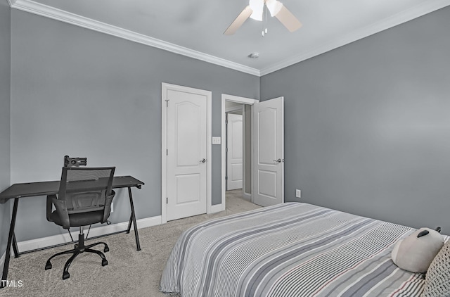 101 Tatum Ct, Holly Springs, NC 27540 - bedroom with carpet flooring, ornamental molding, ceiling fan, and a desk