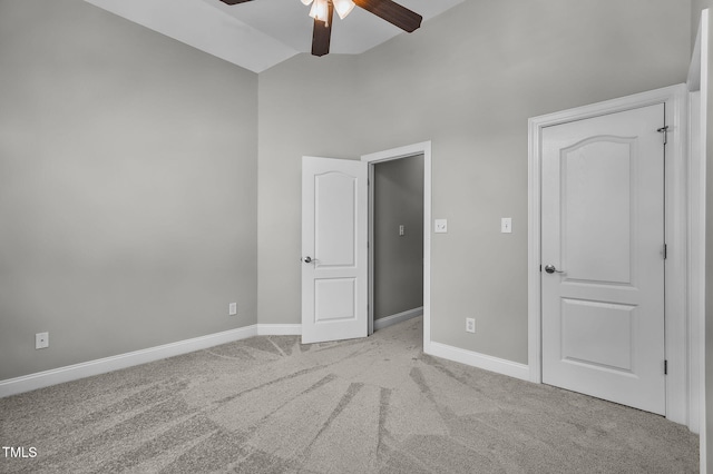 101 Tatum Ct, Holly Springs, NC 27540 - unfurnished bedroom featuring carpet flooring, high vaulted ceiling, and a ceiling fan