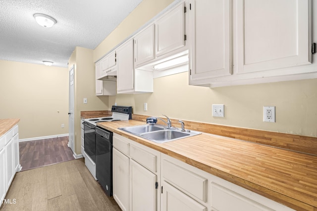 1320 Park Glen Dr Unit 204, Raleigh, NC 27610 - kitchen with dishwasher, electric range, under cabinet range hood, light wood finished floors, and butcher block countertops