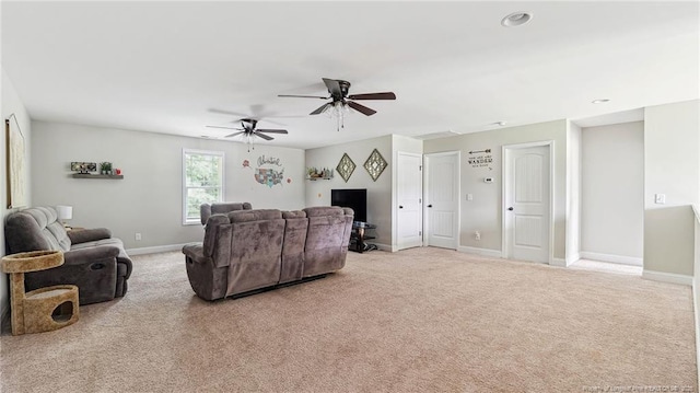 75 Bynum Ct, Carthage, NC 28327 - carpeted living area with a ceiling fan and baseboards
