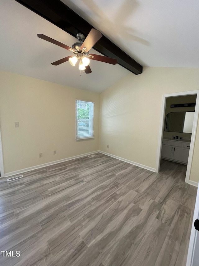 5 Sue Ann Ct, Durham, NC 27704 - unfurnished bedroom featuring light wood finished floors, ceiling fan, and ensuite bath