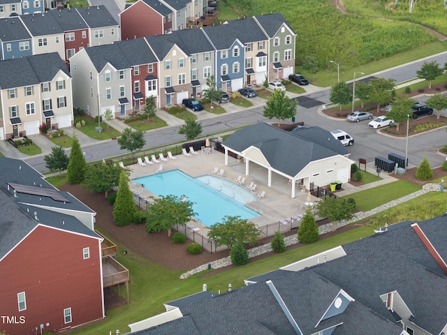 605 Smallwood Dr, Durham, NC 27703 - aerial view of residential area featuring a pool