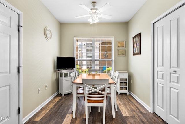 575 Tomkins Loop, Cary, NC 27519 - dining area with ceiling fan and dark wood-type flooring