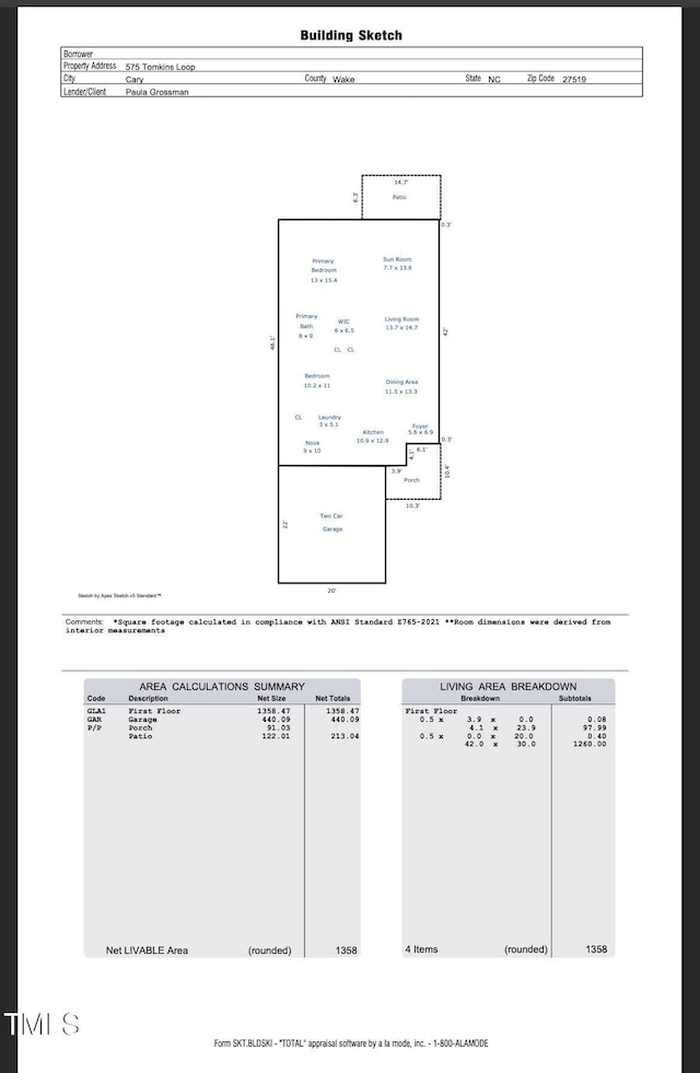 575 Tomkins Loop, Cary, NC 27519 - view of floor plan / room layout
