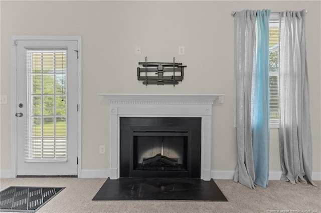 4817 Kiara Dr, Hope Mills, NC 28348 - detailed view of a fireplace with flush hearth and carpet floors