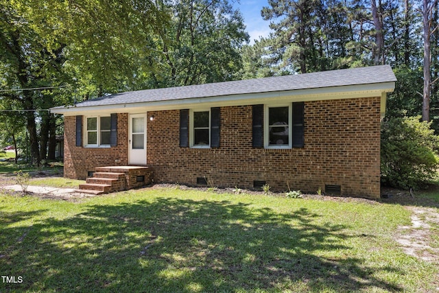37 Weeping Willow Ln, Lillington, NC 27546 - view of front of property featuring crawl space, a front lawn, and brick siding