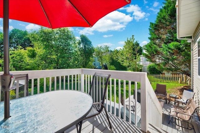 3217 Enchanting Way, Raleigh, NC 27616 - wooden terrace with view of wooded area