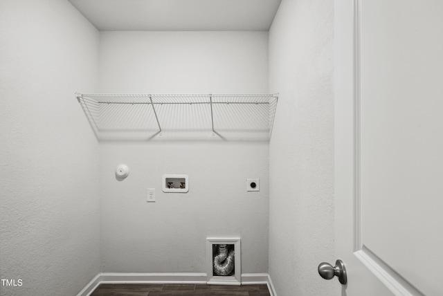 1561 Dorsett Ln, Creedmoor, NC 27522 - laundry room featuring electric dryer hookup, dark wood-style floors, hookup for a washing machine, and gas dryer hookup