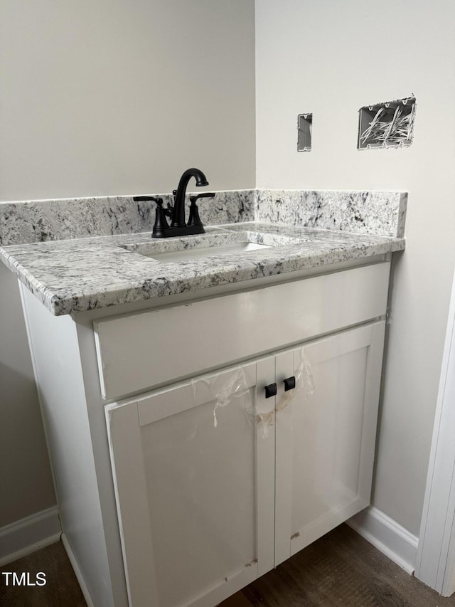 2760 Rains Mill Rd, Princeton, NC 27569 - bathroom featuring vanity and wood finished floors