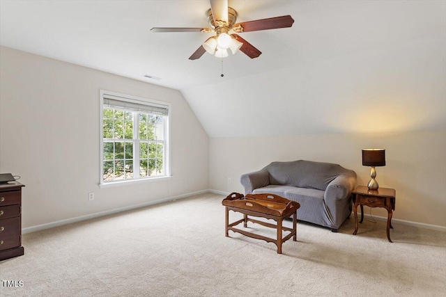 161 Jacob St, Holly Springs, NC 27540 - sitting room with carpet flooring, lofted ceiling, and a ceiling fan