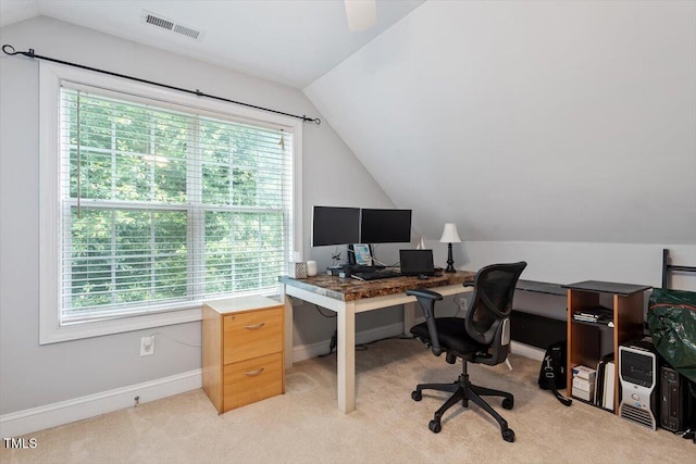 1505 Mclaurin Ln, Fuquay Varina, NC 27526 - office area featuring vaulted ceiling and light colored carpet