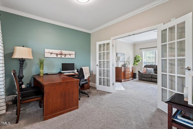 1505 Mclaurin Ln, Fuquay Varina, NC 27526 - carpeted home office with french doors and crown molding