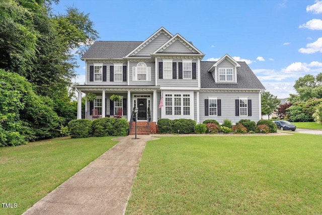 1505 Mclaurin Ln, Fuquay Varina, NC 27526 - georgian-style home featuring a front yard and a shingled roof