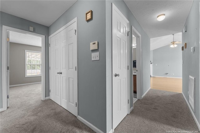 159 Falling Leaf Dr, Raeford, NC 28376 - hallway featuring carpet flooring and a textured ceiling
