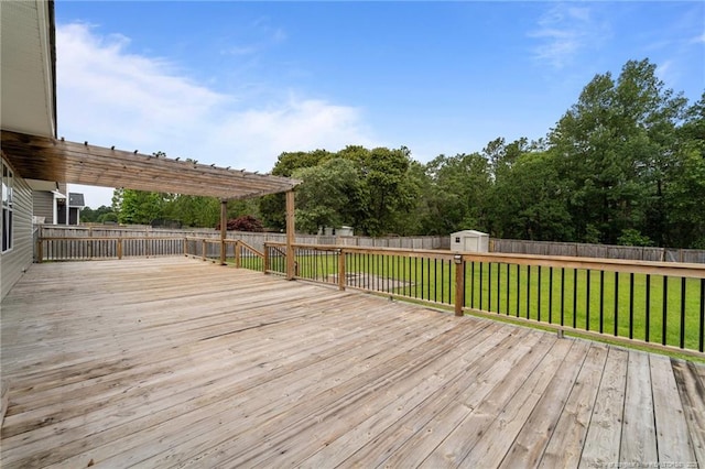159 Falling Leaf Dr, Raeford, NC 28376 - deck with a storage shed and a fenced backyard