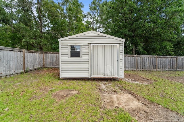159 Falling Leaf Dr, Raeford, NC 28376 - view of shed featuring a fenced backyard