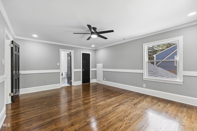 1112 Lakeside Dr NW, Wilson, NC 27896 - unfurnished room featuring wood finished floors, recessed lighting, a ceiling fan, and crown molding