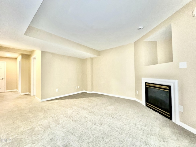 5419 Vista View Ct, Raleigh, NC 27612 - unfurnished living room featuring carpet flooring and a glass covered fireplace