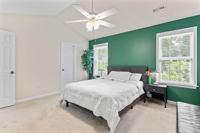 3109 Gold Dust Ln, Willow Springs, NC 27592 - carpeted bedroom with vaulted ceiling and ceiling fan