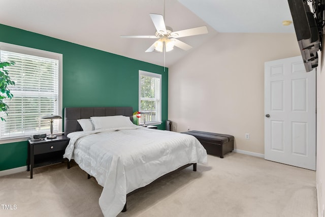 3109 Gold Dust Ln, Willow Springs, NC 27592 - carpeted bedroom with vaulted ceiling and a ceiling fan