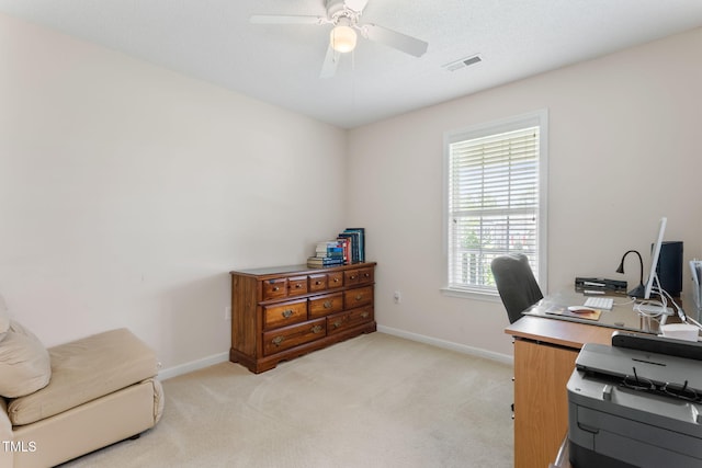 3109 Gold Dust Ln, Willow Springs, NC 27592 - office area with a ceiling fan and light colored carpet