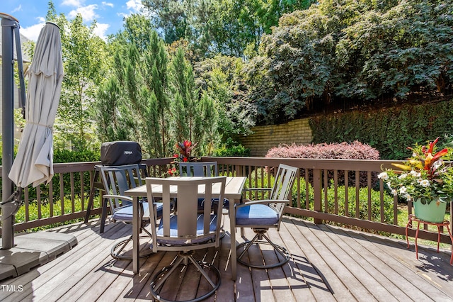1413 Lily Creek Dr, Cary, NC 27518 - wooden terrace featuring outdoor dining area