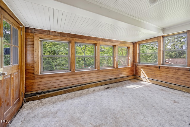 2715 E Geer St, Durham, NC 27704 - unfurnished sunroom with beamed ceiling