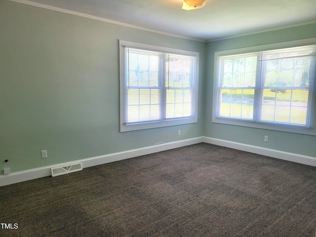 411 W Raleigh St, Siler City, NC 27344 - unfurnished room featuring crown molding and dark colored carpet