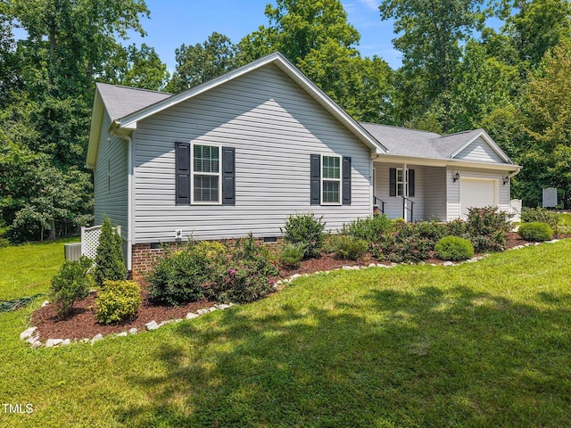 200 Cornerstone Dr, Franklinton, NC 27525 - ranch-style house with an attached garage, a front yard, and crawl space