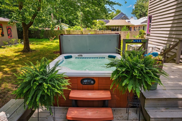 206 Lisa Dr, Carrboro, NC 27510 - wooden terrace featuring a hot tub