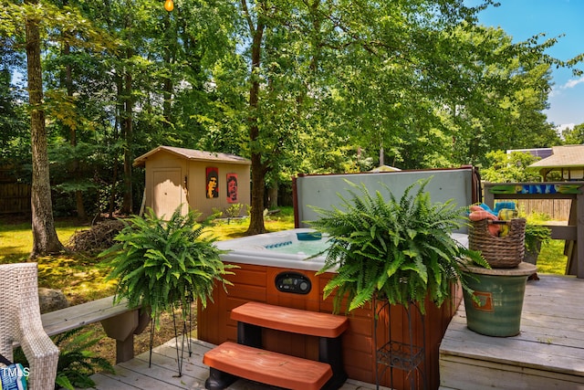 206 Lisa Dr, Carrboro, NC 27510 - wooden terrace with a hot tub and a storage shed