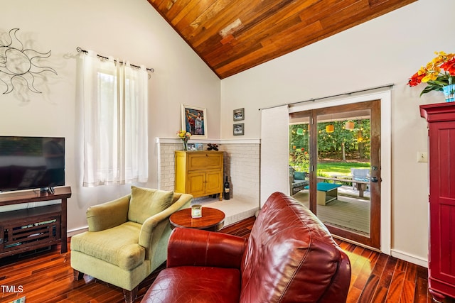 206 Lisa Dr, Carrboro, NC 27510 - living area featuring wood finished floors, high vaulted ceiling, and wood ceiling