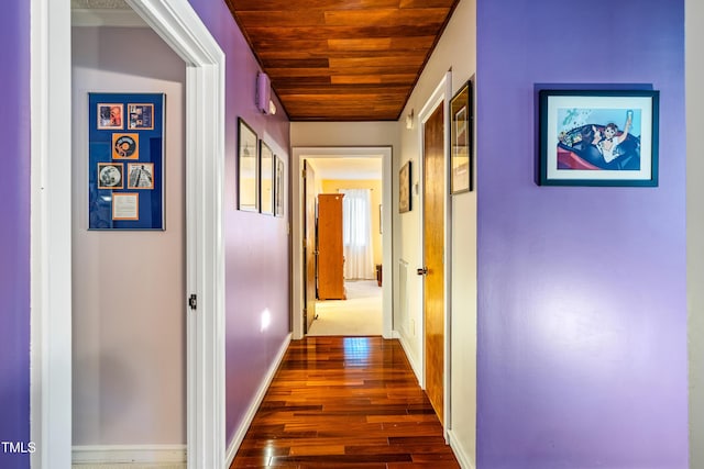 206 Lisa Dr, Carrboro, NC 27510 - hall with wood ceiling and dark wood-type flooring