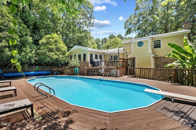 619 Ashe Ave, Cary, NC 27511 - view of swimming pool featuring a deck
