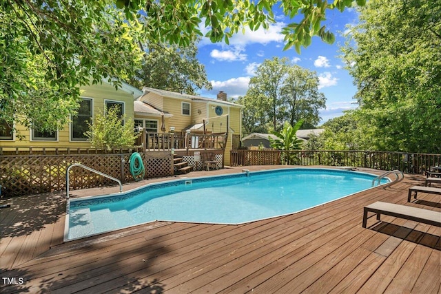 619 Ashe Ave, Cary, NC 27511 - view of pool featuring a wooden deck