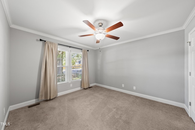405 E Millbrook Rd, Raleigh, NC 27609 - carpeted spare room featuring ornamental molding and a ceiling fan