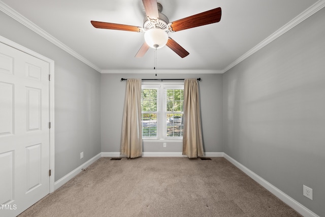 405 E Millbrook Rd, Raleigh, NC 27609 - unfurnished room with light colored carpet, crown molding, and a ceiling fan