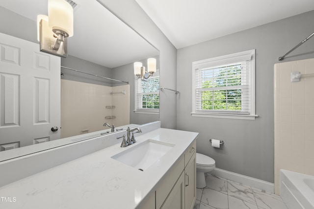 405 E Millbrook Rd, Raleigh, NC 27609 - full bath featuring vanity, marble finish flooring, and  shower combination