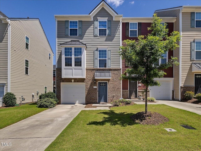 215 Brier Summit Pl, Durham, NC 27703 - view of property with driveway, an attached garage, and brick siding