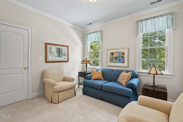 3606 Dairy Pond Pl, Durham, NC 27705 - carpeted living area featuring crown molding and baseboards