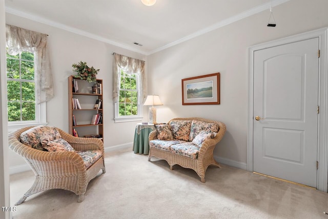 3606 Dairy Pond Pl, Durham, NC 27705 - living area with carpet floors and ornamental molding