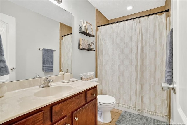 167 Westminster Dr, Raeford, NC 28376 - bathroom with tile patterned flooring, vanity, and curtained shower