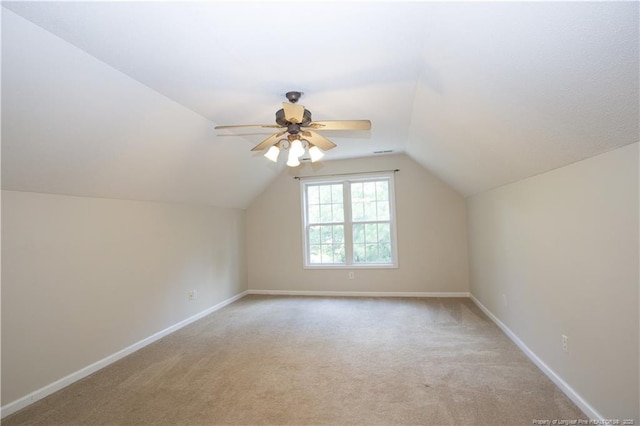 130 Pinecone Ct, Seven Lakes, NC 27376 - bonus room with light colored carpet, vaulted ceiling, and ceiling fan