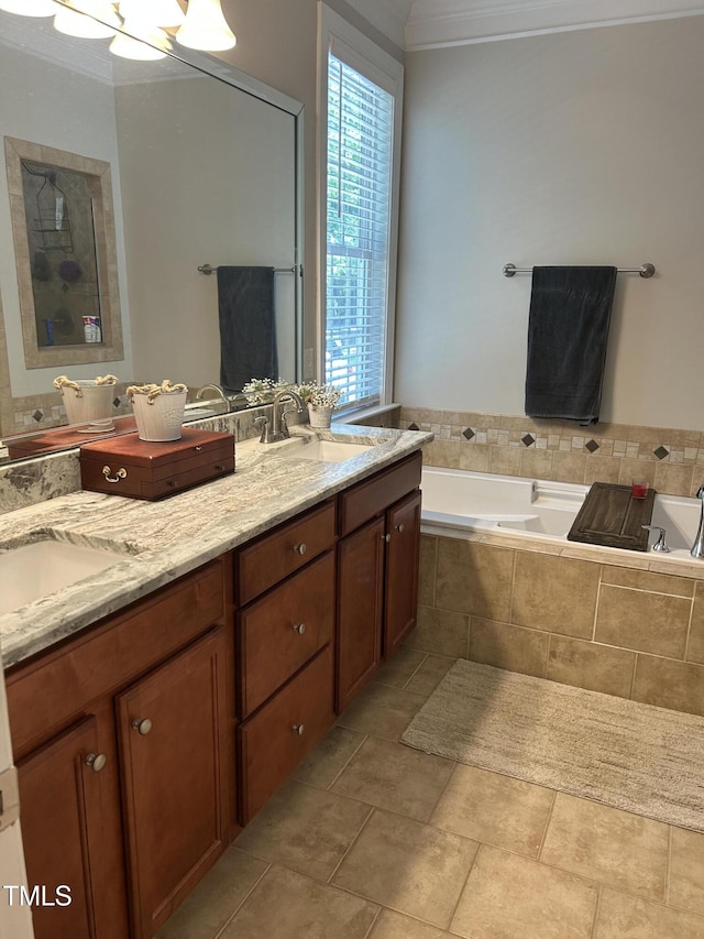 15 Cole Creek Way, Franklinton, NC 27525 - full bathroom featuring a bath, double vanity, and ornamental molding
