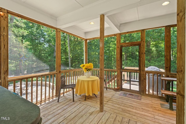 126 Captains Ct, Durham, NC 27712 - sunroom featuring beam ceiling