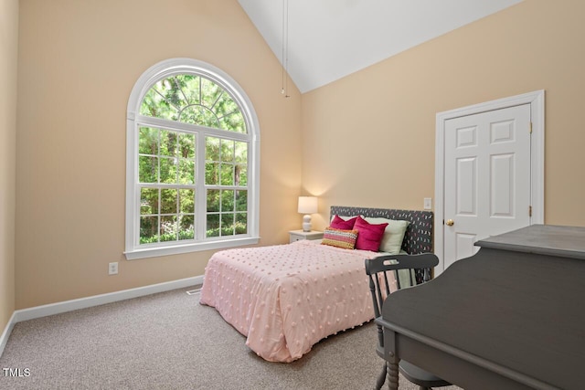 126 Captains Ct, Durham, NC 27712 - bedroom with lofted ceiling and carpet floors