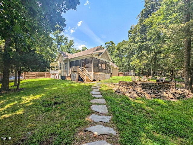 126 Captains Ct, Durham, NC 27712 - view of yard with a sunroom