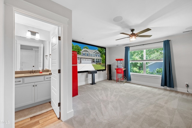 8341 Running Fern Way, Willow Springs, NC 27592 - game room with ceiling fan and light colored carpet